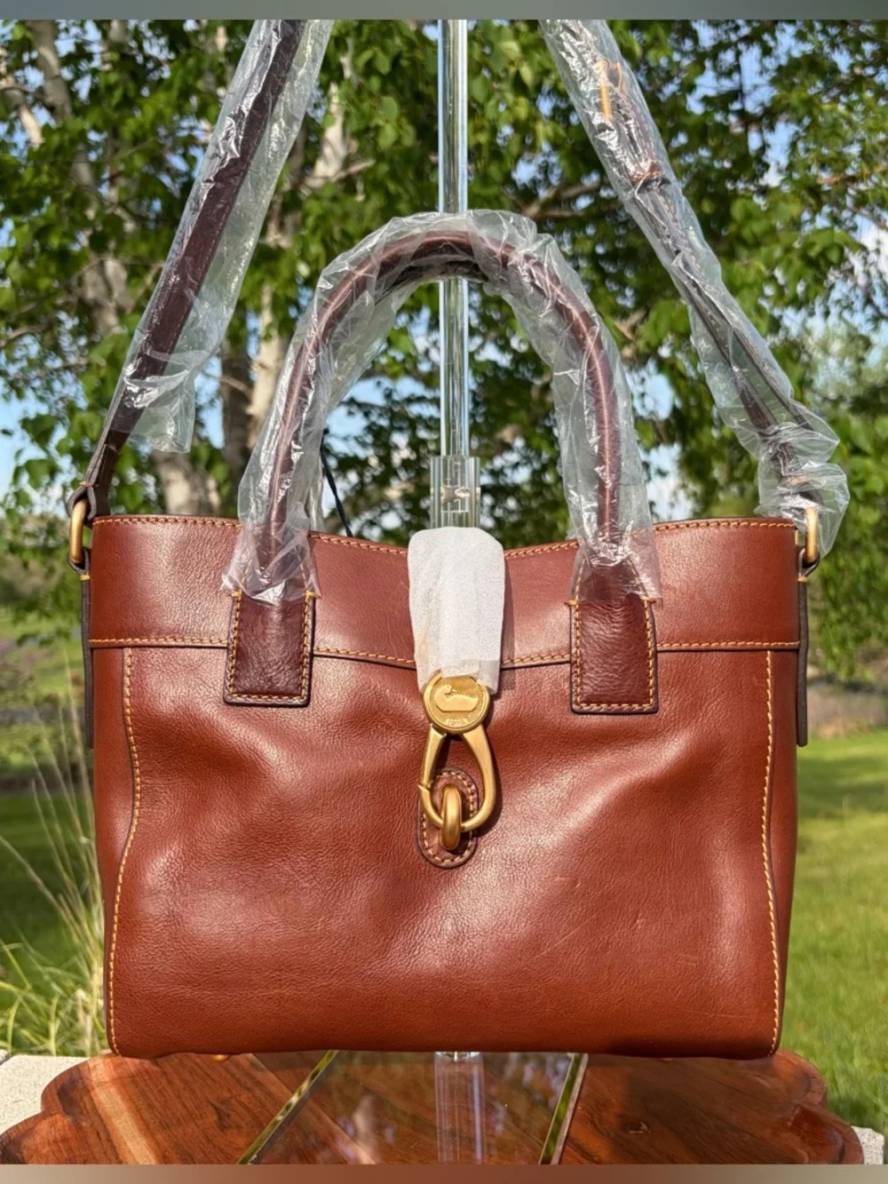 Dooney & Bourke Small Amelie Chestnut Brown Florentine Leather Tote NWT